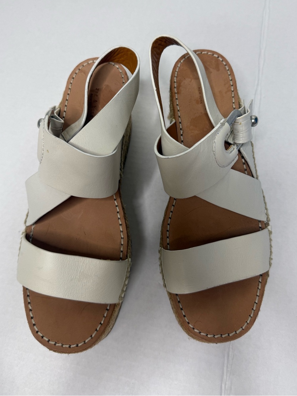 Rag & Bone August Espadrille Sandal Platform White Leather 39.5 US 9.5 NEW - Picture 3 of 10
